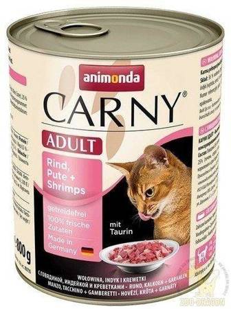 Animonda Cat Carny Adult príchuť: hovädzie, morčacie a krevety 800g