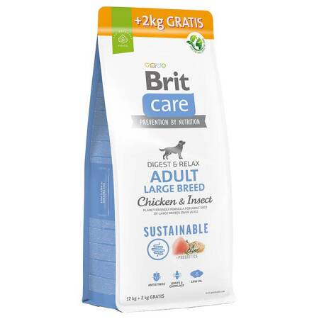 BRIT CARE Dog Sustainable Adult Large Breed Chicken & Insect 12kg+2kg