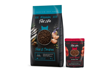 FITMIN Cat For Life Adult Fish and Chicken 8kg + Fitmin Cat For Life Adult Beef 85g GRATIS