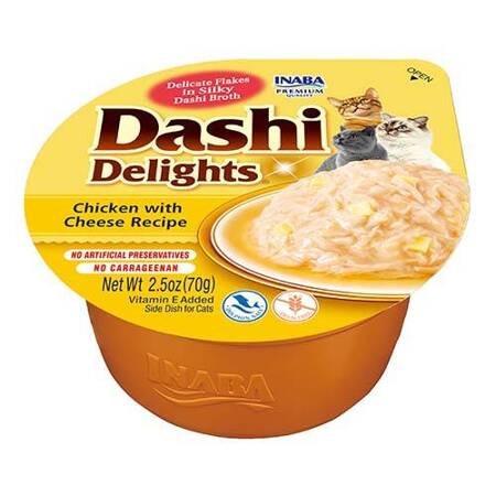Inaba DASHI doplnkové krmivo pre mačky - vývar s príchuťou kuracieho mäsa a syra 70 g 