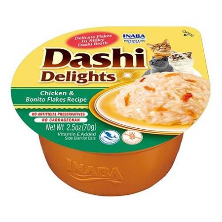 Inaba DASHI doplnkové krmivo pre mačky - vývar s príchuťou mušlí a kuracieho mäsa70g 