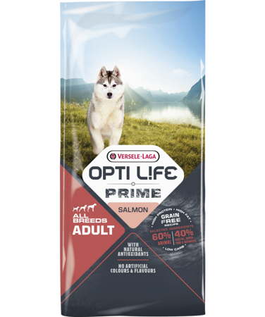 VERSELE-LAGA Opti Life Prime Adult Salmon 12,5kg - krmivo bez obilnín pre dospelé psy s lososom